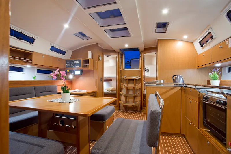 Salon of Bonata, a Bavaria Cruiser 45 sailboat at Grad Šibenik, Croatia
