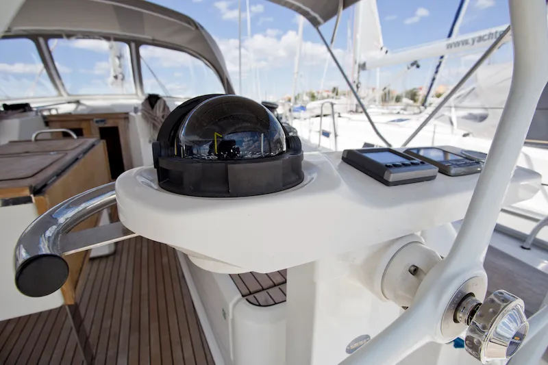 Cockpit of Bonata, a Bavaria Cruiser 45 sailboat at Grad Šibenik, Croatia
