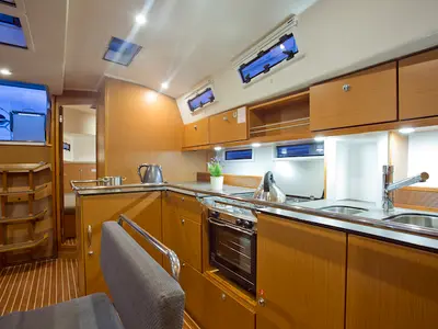 Galley of Bonata, a Bavaria Cruiser 45 sailboat at Grad Šibenik, Croatia