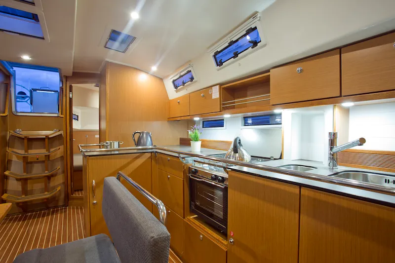 Galley of Bonata, a Bavaria Cruiser 45 sailboat at Grad Šibenik, Croatia