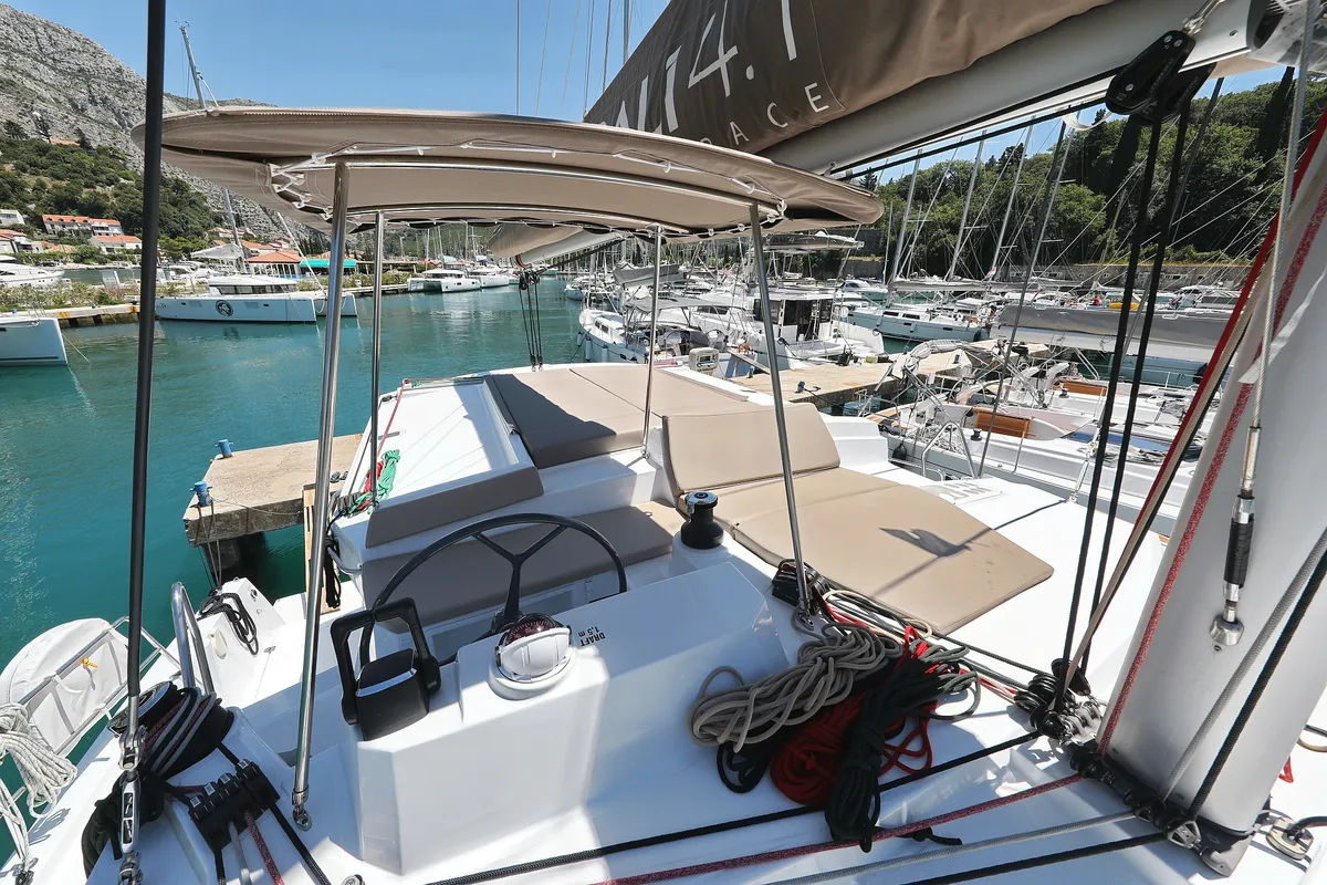 Sea Lounge, a Bali 4.1 catamaran at Grad Biograd na Moru, Croatia