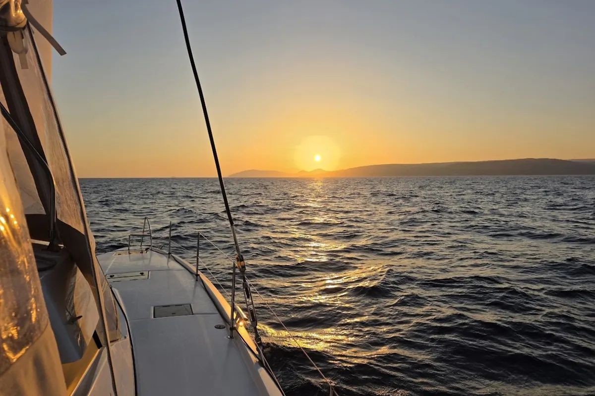 Deck of Fugu II, a Fountaine Pajot Elba 45 catamaran at Municipal Unit of Rhodes, Greece