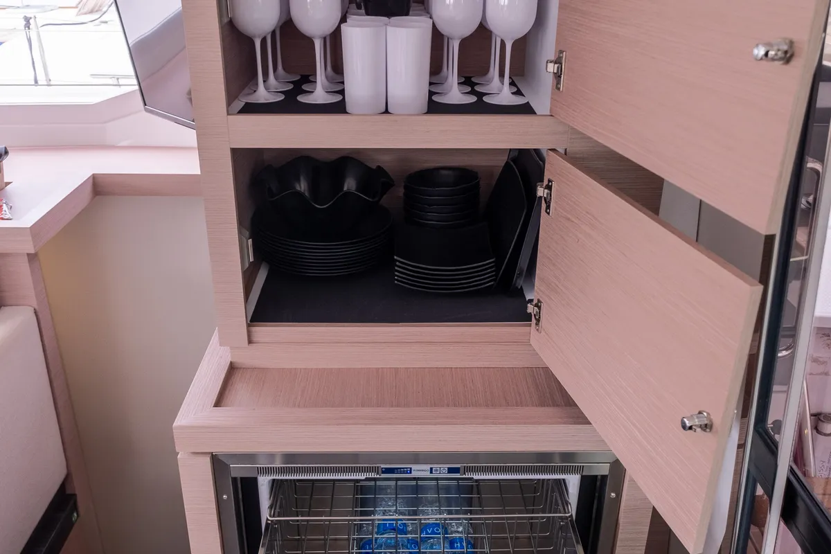 Galley of Sissy, a Fountaine Pajot Astréa 42 catamaran at Municipal Unit of Lefkada, Greece