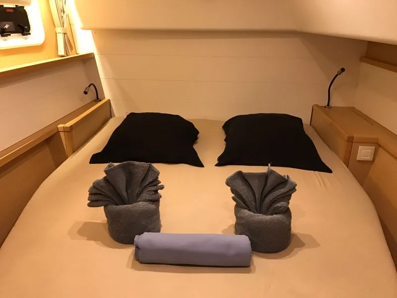 Cabin on Maui, a Lagoon 450 Sport catamaran at Roche Caiman, Seychelles