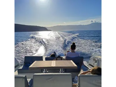 Deck of Pardo 43, a Pardo 43 motorboat at Grad Opatija, Croatia