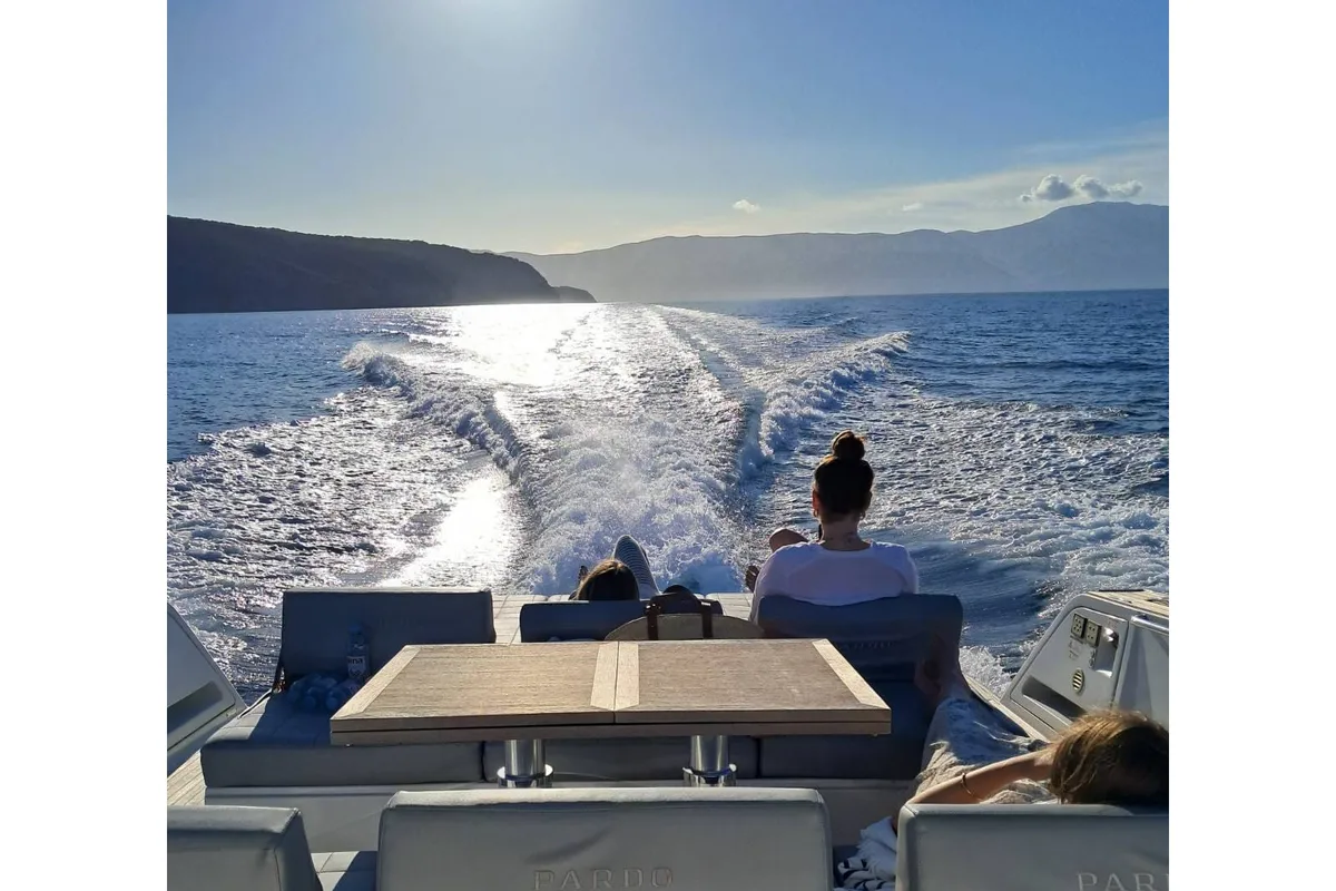 Deck of Pardo 43, a Pardo 43 motorboat at Grad Opatija, Croatia