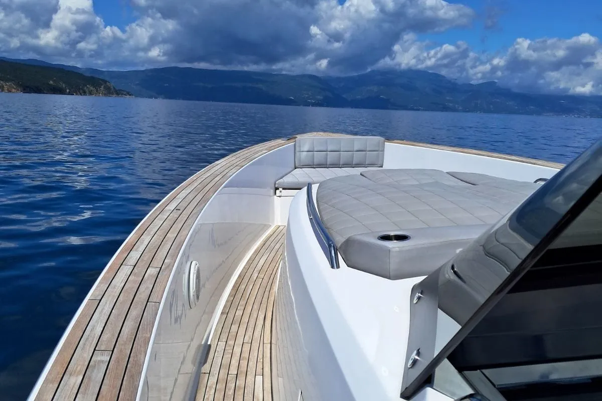 Deck of Pardo 43, a Pardo 43 motorboat at Grad Opatija, Croatia