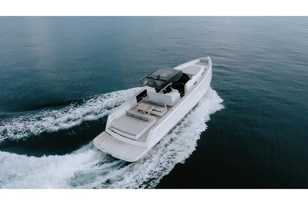 Exterior view of Pardo 43, a Pardo 43 motorboat at Grad Opatija, Croatia