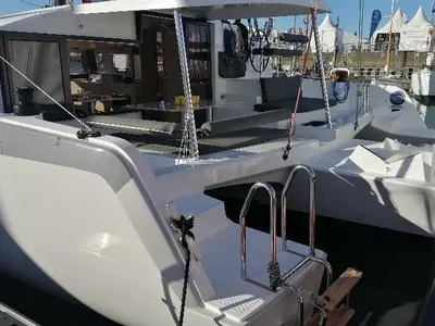 Deck of Evidence, a NEEL 43 sailboat at Toulon, France