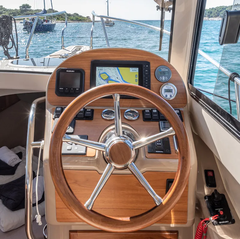 Cabin on Leidi 800R, a motorboat at Pula, Croatia