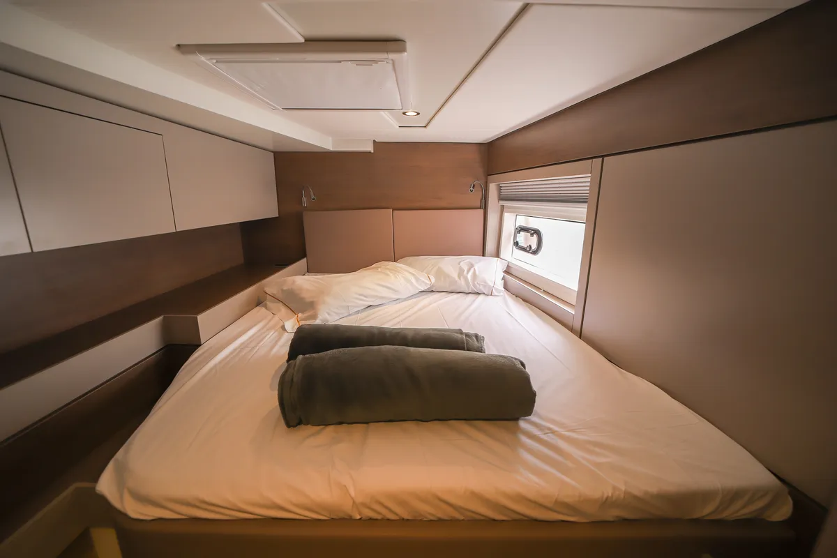 Cabin on Avocado, a Bali 4.6 catamaran at Olbia, Italy