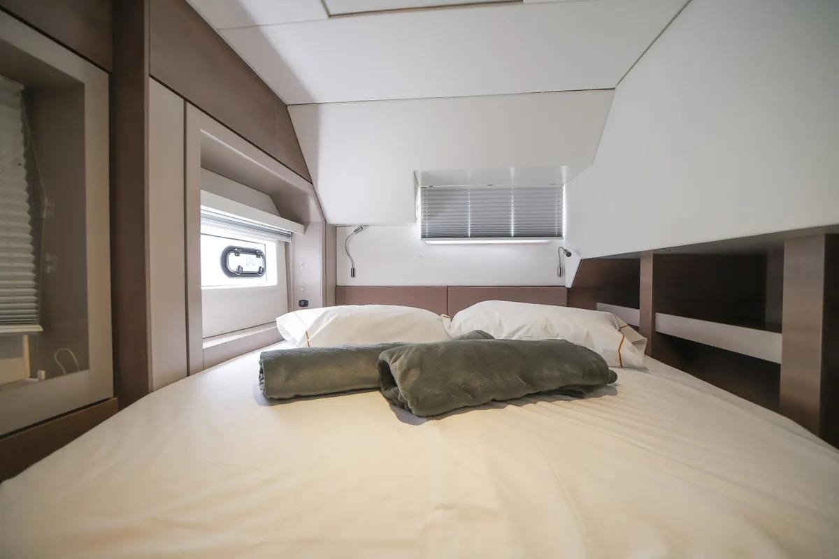 Cabin on Avocado, a Bali 4.6 catamaran at Olbia, Italy