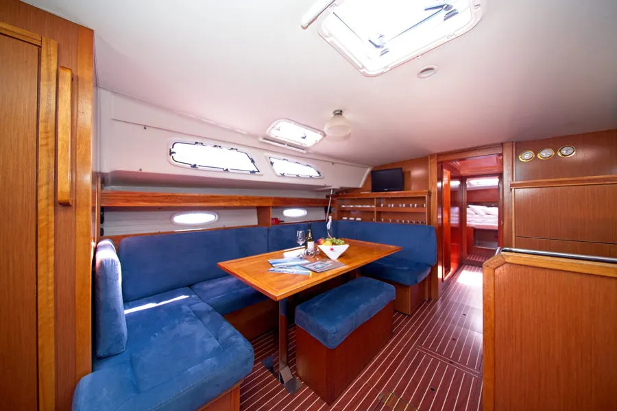 Salon of MH 22, a Bavaria 51 Cruiser sailboat at Murter, Croatia