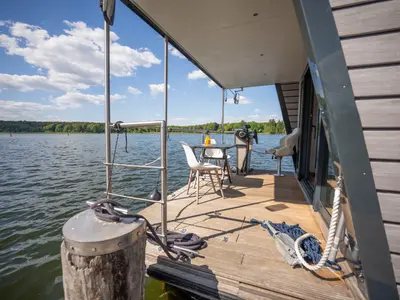 Deck of Miami, a Woma D13 motorboat at Fürstenberg/Havel, Germany