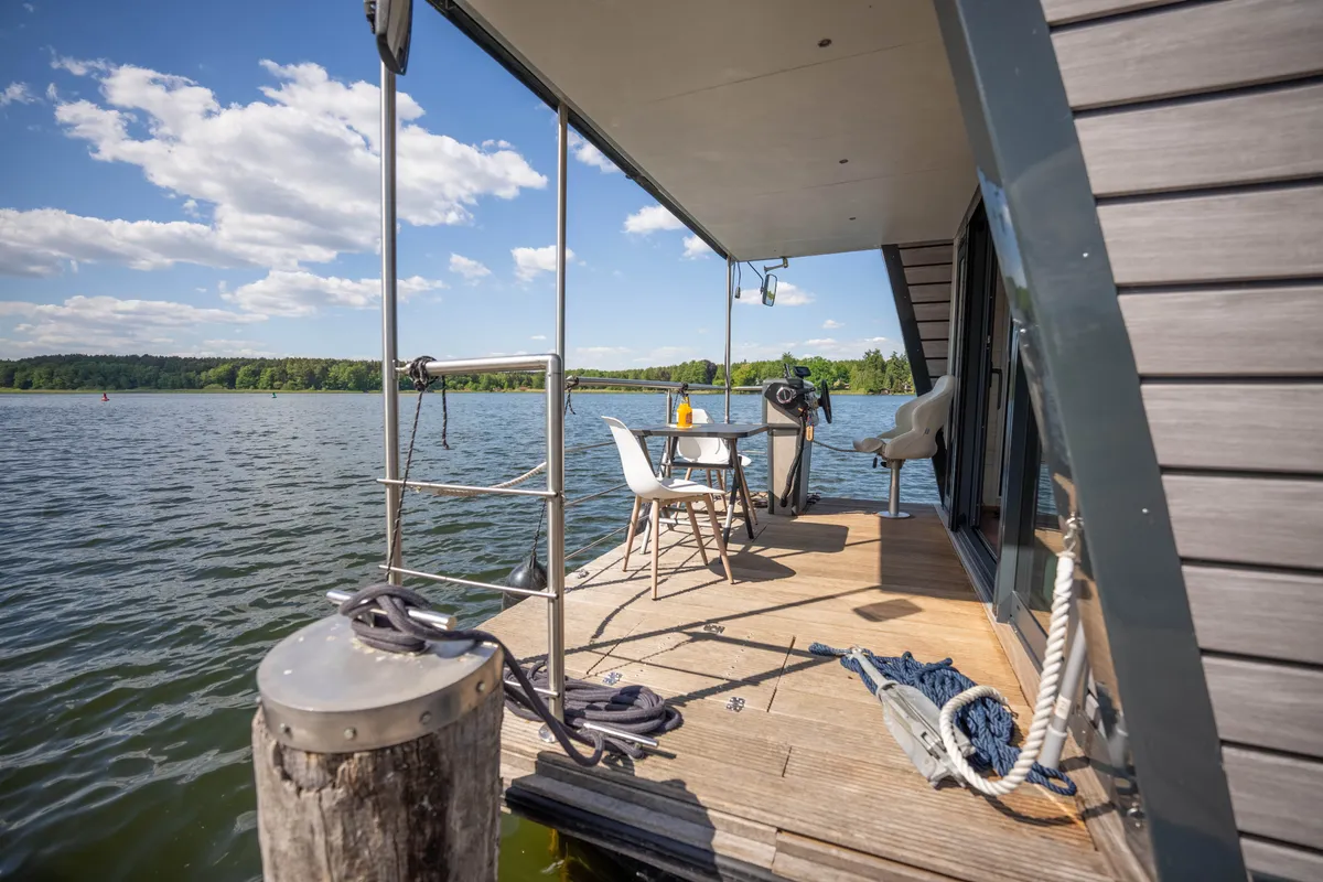 Deck of Miami, a Woma D13 motorboat at Fürstenberg/Havel, Germany