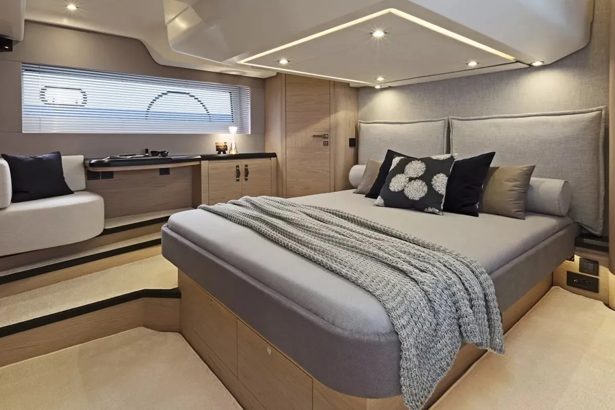 Cabin on Nora, a Beneteau Monte Carlo 52 motorboat at Seget Donji, Croatia