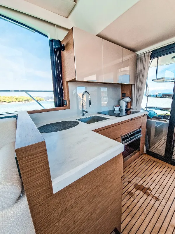 Galley of Nora, a Beneteau Monte Carlo 52 motorboat at Seget Donji, Croatia