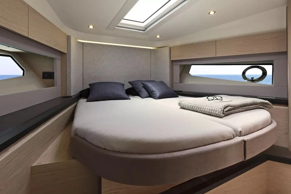 Cabin on Nora, a Beneteau Monte Carlo 52 motorboat at Seget Donji, Croatia