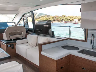 Galley of Nora, a Beneteau Monte Carlo 52 motorboat at Seget Donji, Croatia
