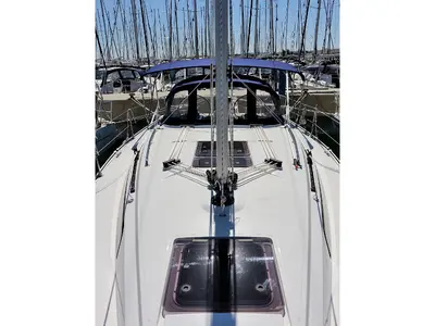 Deck of Vita, a Bavaria Cruiser 34 sailboat at Sukošan, Croatia