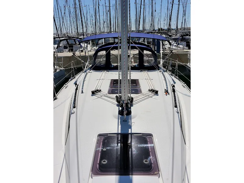 Deck of Vita, a Bavaria Cruiser 34 sailboat at Sukošan, Croatia