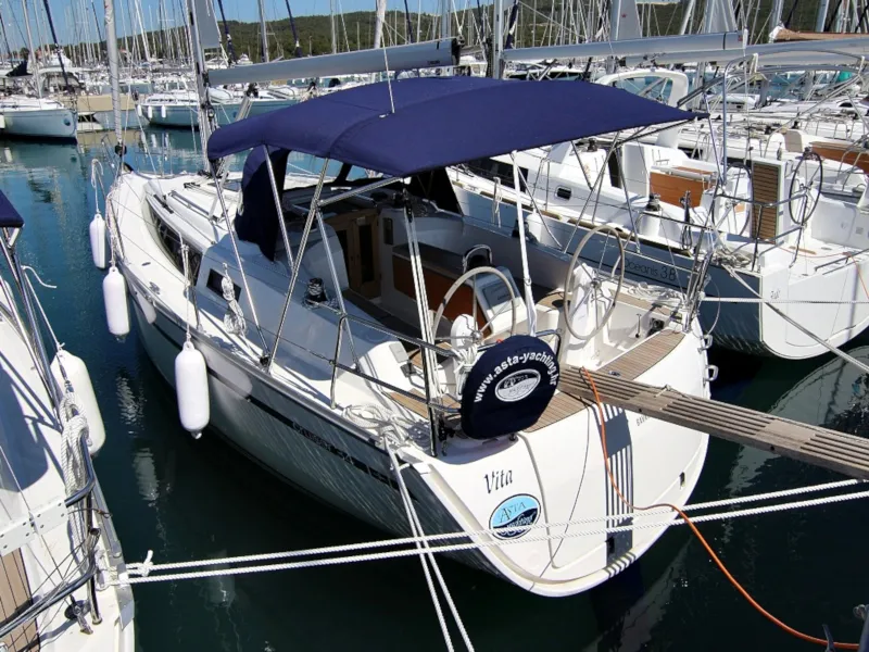 Exterior view of Vita, a Bavaria Cruiser 34 sailboat at Sukošan, Croatia