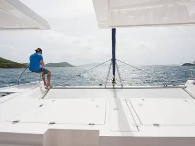 Deck of Moorings 5000 Exclusive, a Leopard 50 catamaran at Road Town, British Virgin Islands
