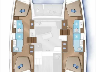 Floor plan of Zil II, a Lagoon 42 catamaran at Roche Caiman, Seychelles
