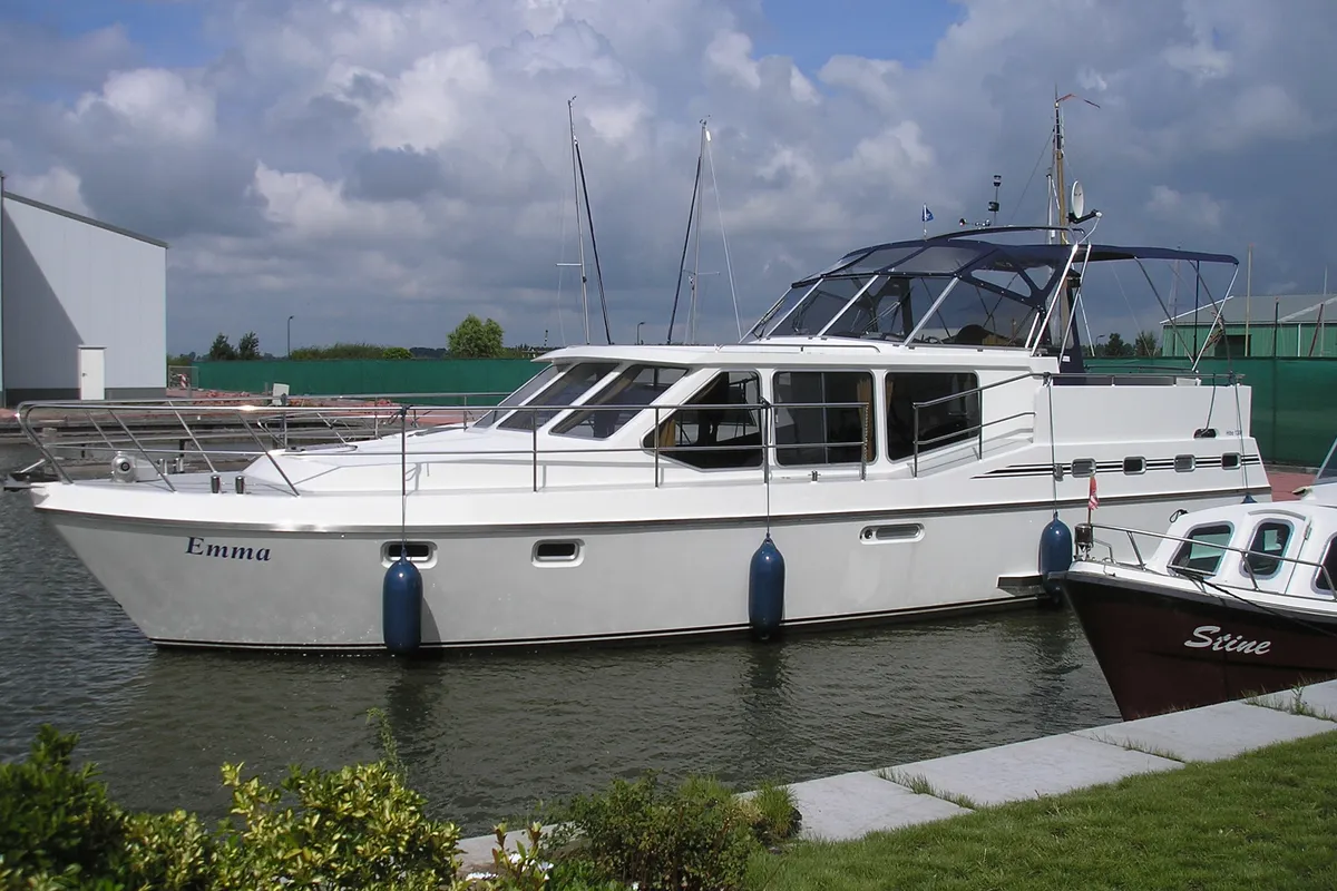 Exterior view of Emma, a Gulet Hibo 1300 motorboat at Woudsend, Netherlands