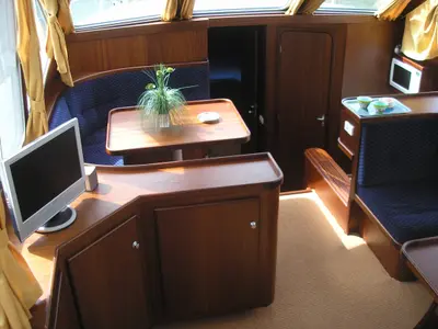 Salon of Emma, a Gulet Hibo 1300 motorboat at Woudsend, Netherlands
