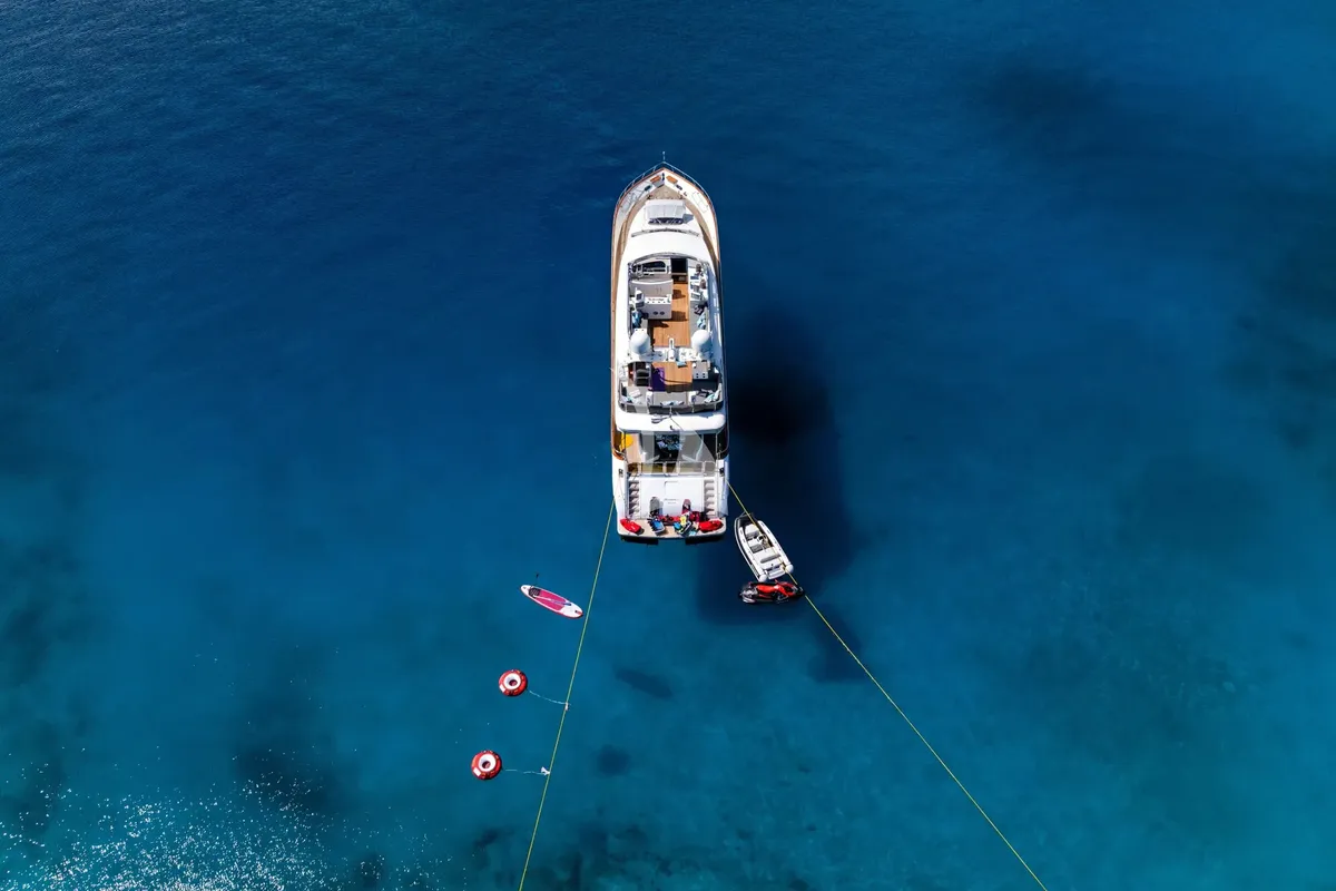 Exterior view of Dream, a Gulet Arno Leopard 27 motor yacht at Athens, Greece