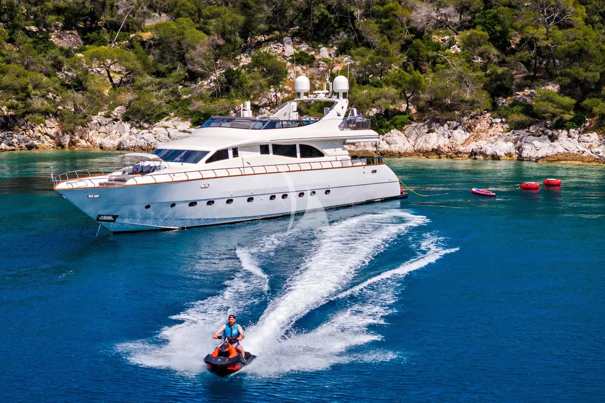Exterior view of Dream, a Gulet Arno Leopard 27 motor yacht at Athens, Greece