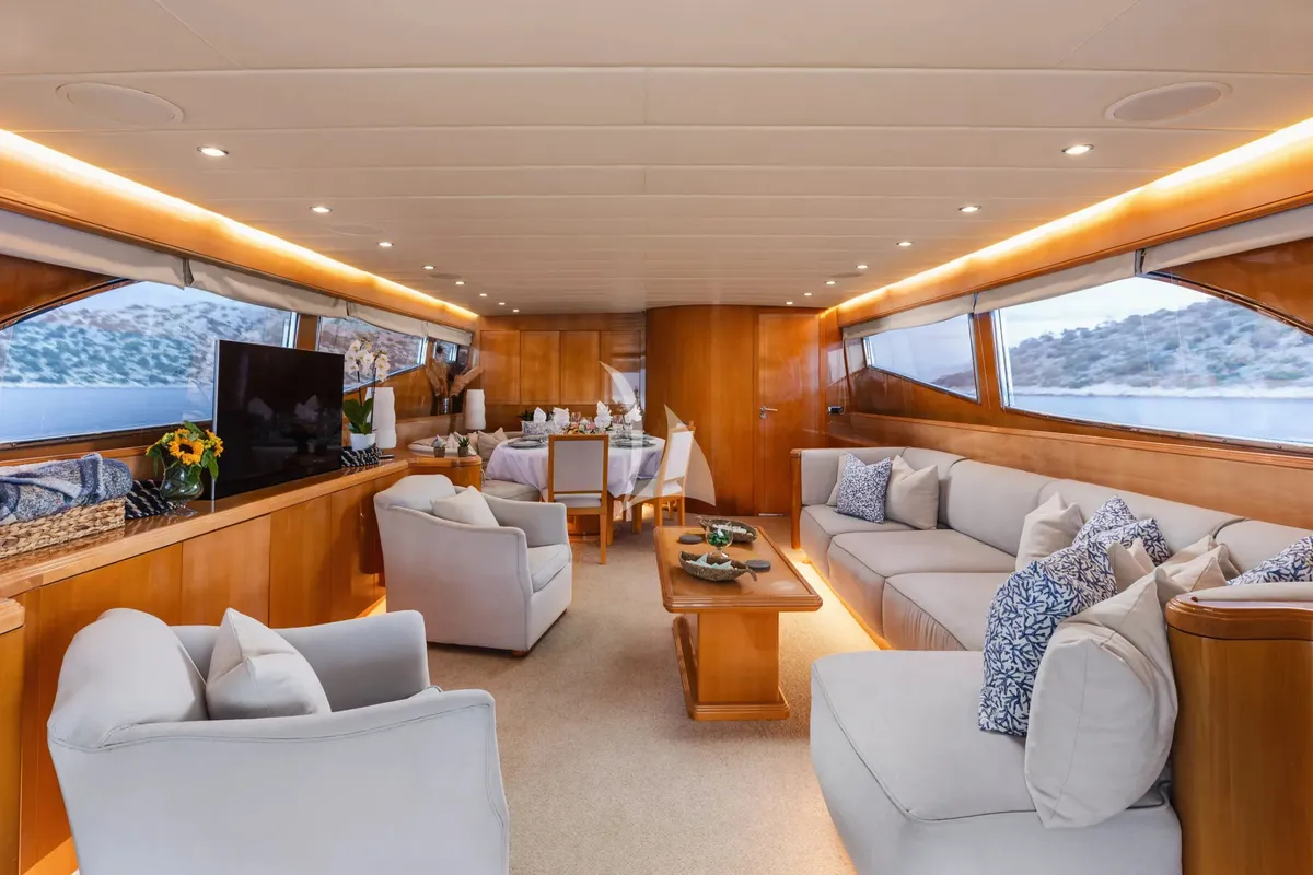 Salon of Dream, a Gulet Arno Leopard 27 motor yacht at Athens, Greece