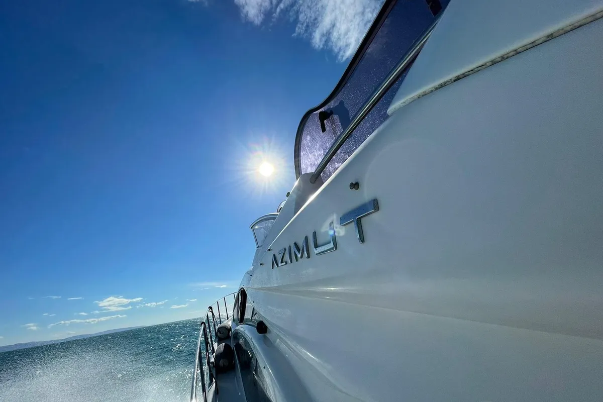 Exterior view of Kecalu, a Azimut 47 motorboat at Primošten, Croatia