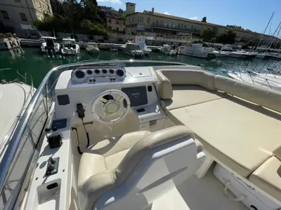 Deck of Kecalu, a Azimut 47 motorboat at Primošten, Croatia