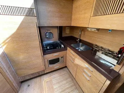 Galley of Kecalu, a Azimut 47 motorboat at Primošten, Croatia