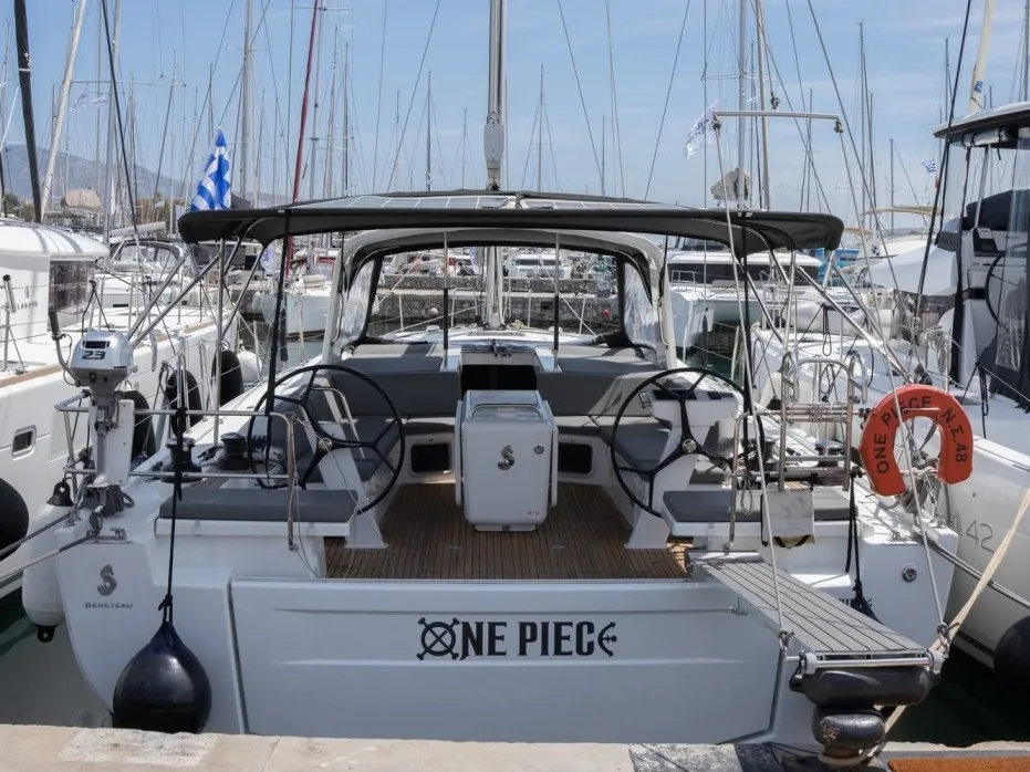 Exterior view of One Piece, a Beneteau Oceanis 51.1 sailboat at Athens, Greece
