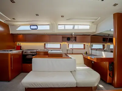 Salon of One Piece, a Beneteau Oceanis 51.1 sailboat at Athens, Greece