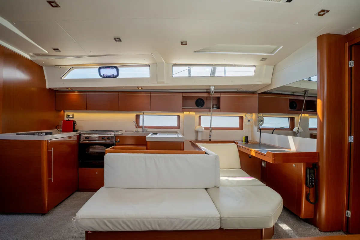 Salon of One Piece, a Beneteau Oceanis 51.1 sailboat at Athens, Greece