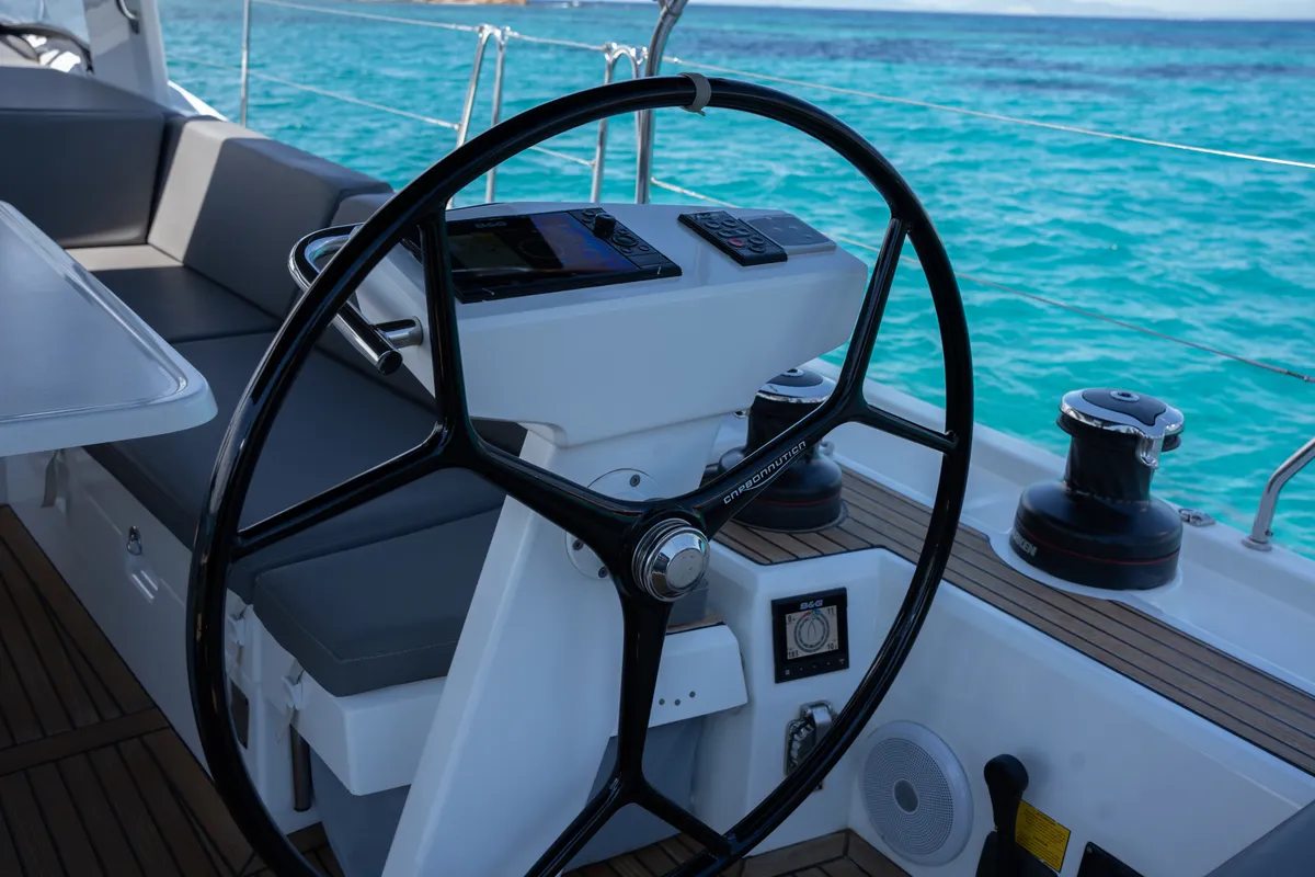Cockpit of One Piece, a Beneteau Oceanis 51.1 sailboat at Athens, Greece