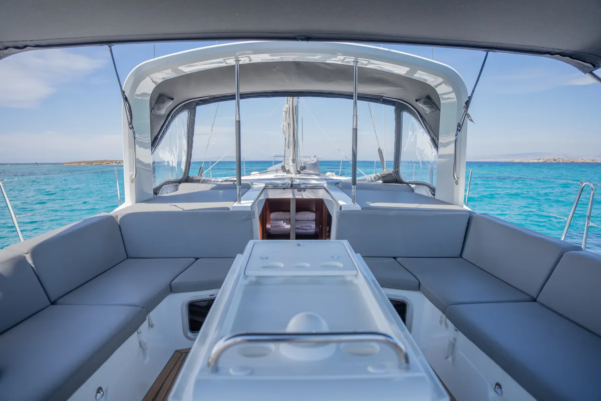 Deck of One Piece, a Beneteau Oceanis 51.1 sailboat at Athens, Greece