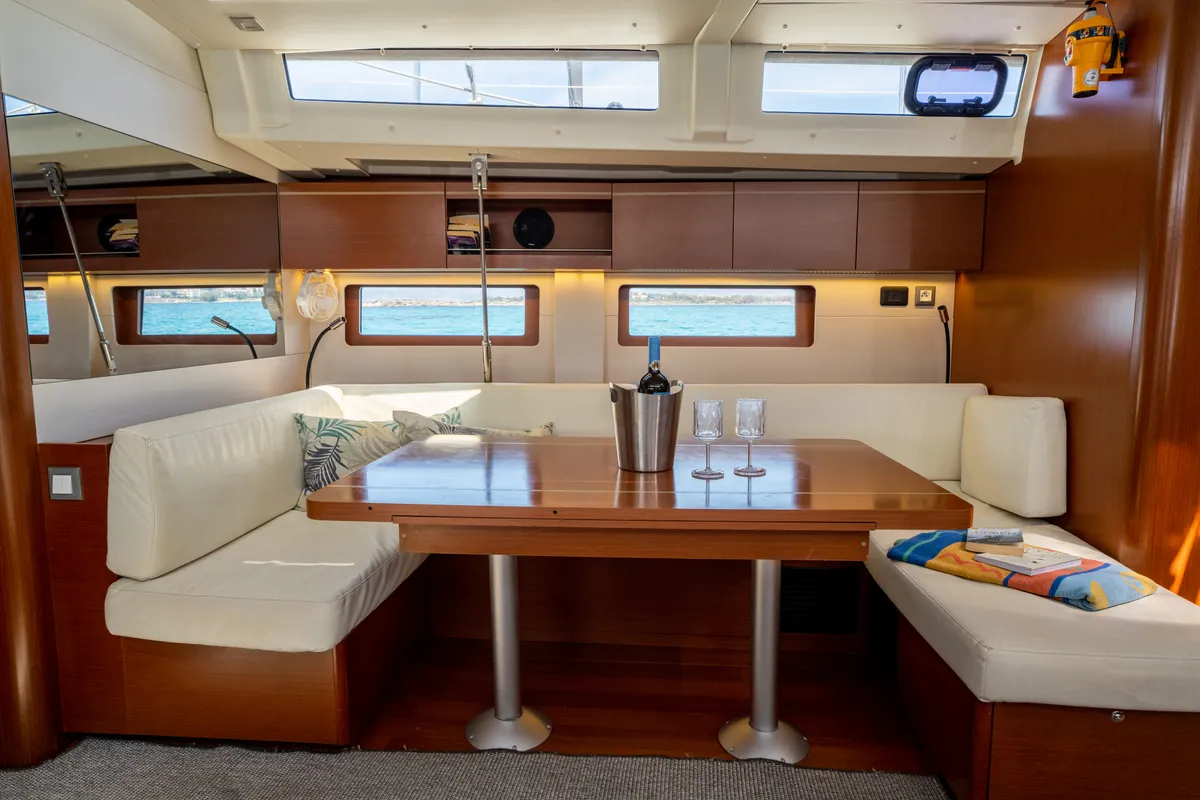 Salon of One Piece, a Beneteau Oceanis 51.1 sailboat at Athens, Greece