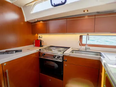 Galley of One Piece, a Beneteau Oceanis 51.1 sailboat at Athens, Greece