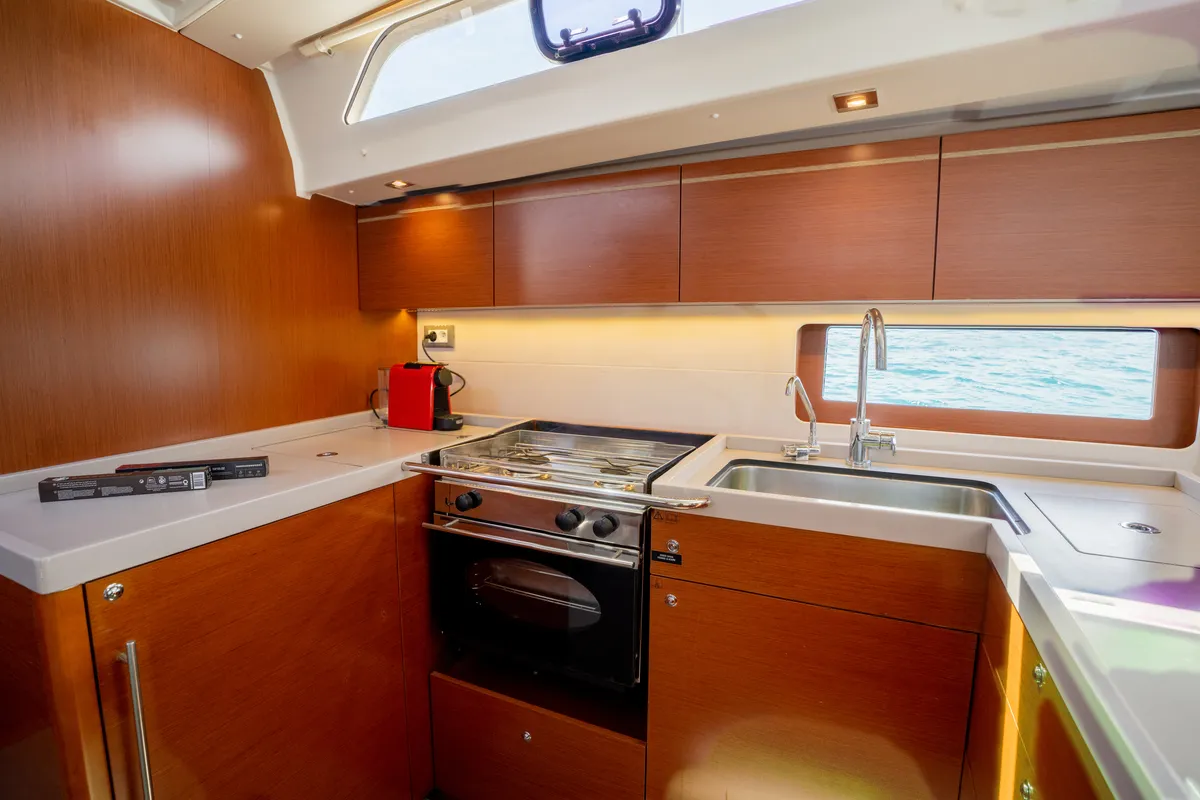 Galley of One Piece, a Beneteau Oceanis 51.1 sailboat at Athens, Greece