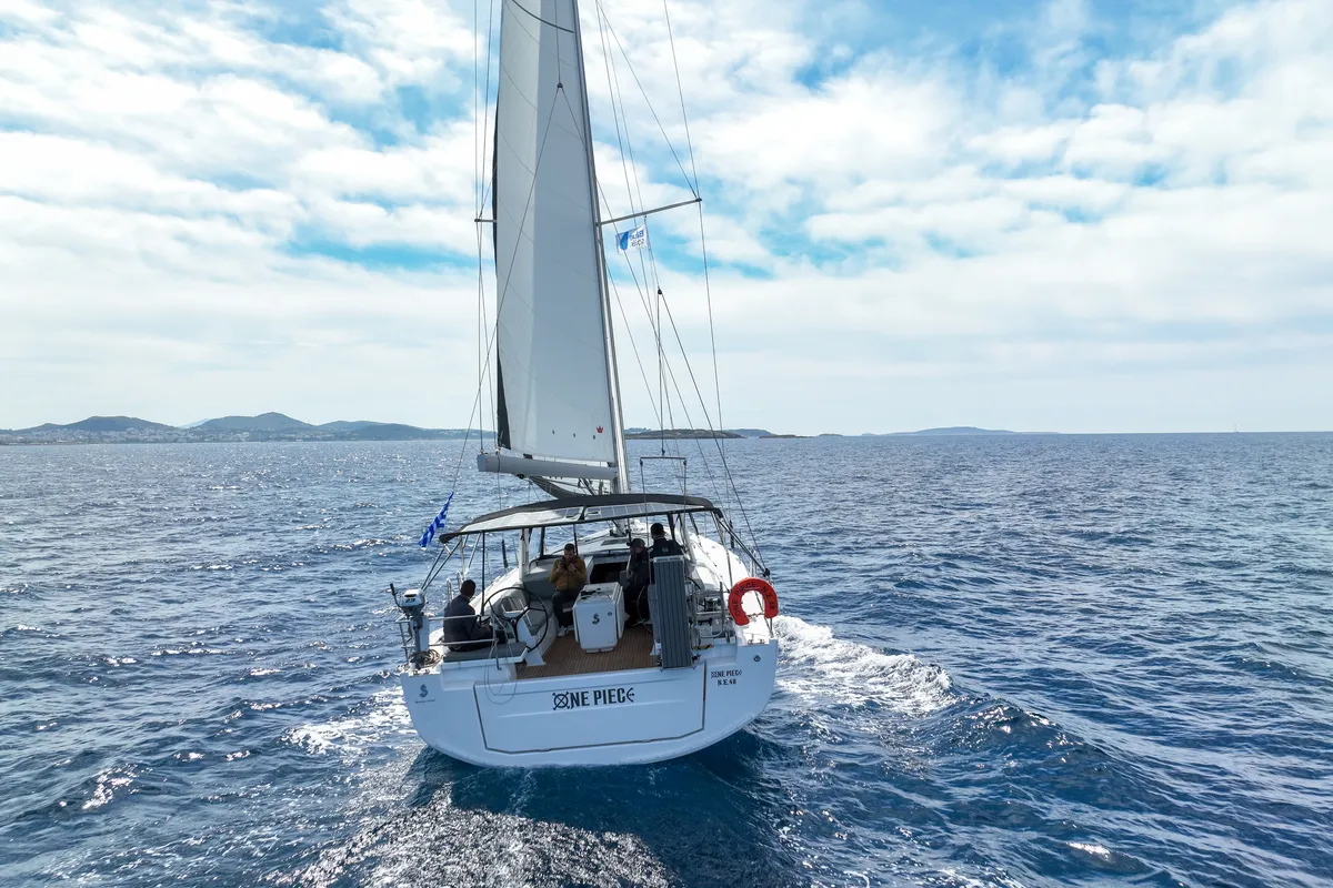 Exterior view of One Piece, a Beneteau Oceanis 51.1 sailboat at Athens, Greece