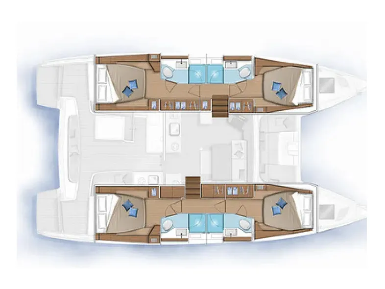 Floor plan of Aurora, a Lagoon 46 catamaran at Anaktorio, Greece
