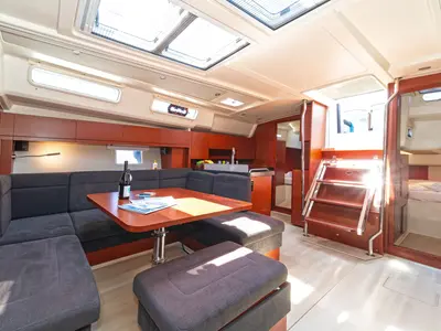Salon of Kiveli, a Hanse 458 sailboat at Lavreotiki Municipal Unit, Greece