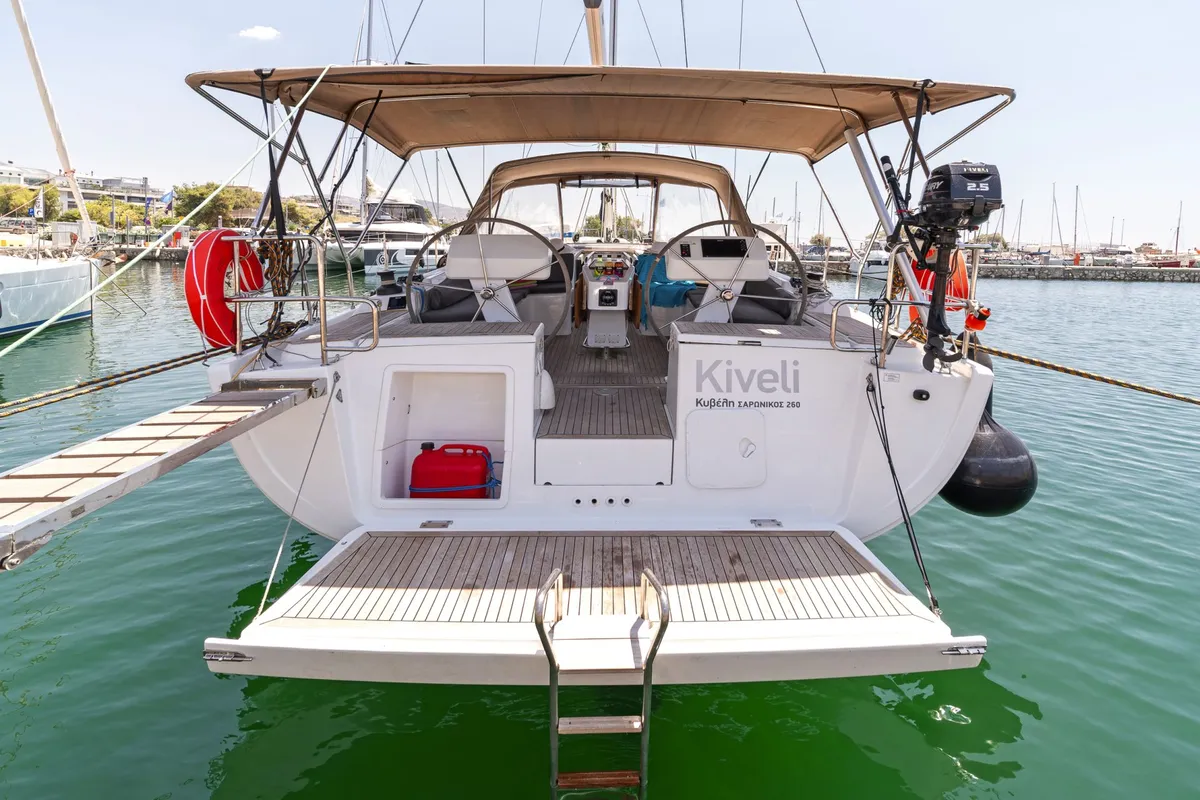 Exterior view of Kiveli, a Hanse 458 sailboat at Lavreotiki Municipal Unit, Greece