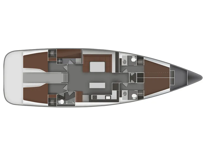 Floor plan of Vivace, a Bavaria 55 Cruiser sailboat at Općina Sukošan, Croatia
