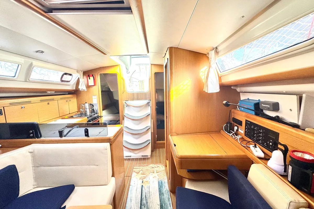 Cabin on Che, a Jeanneau Sun Odyssey 36i sailboat at Fethiye, Turkey